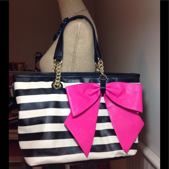 Betsey Johnson Handbags - Betsey Johnson 'Bowtastic' Striped Tote Bag